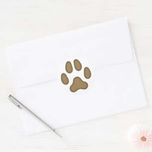 Dog Paw Print Animal Themed (Brown) Classic Round Sticker