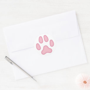 Dog Paw Print Animal Themed (Pink) Classic Round Sticker