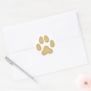 Dog Paw Print Animal Themed (Tan) Classic Round Sticker