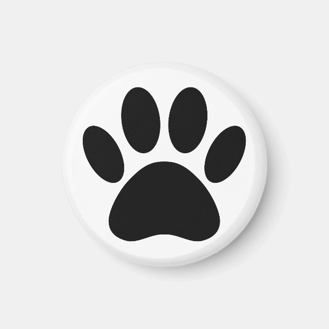 Dog Paw Print Art Black and White Magnet (Front)