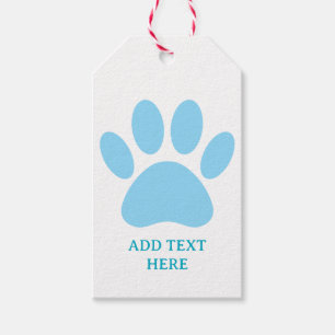 Dog Paw Print Art Custom Text Gift Tags