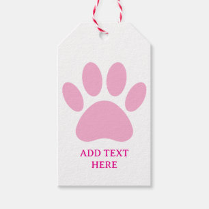 Dog Paw Print Art Custom Text Gift Tags