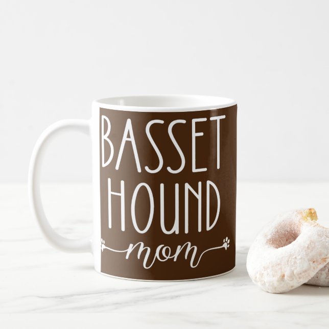 Dog Paw Print Basset Hound Mum  Coffee Mug (With Donut)