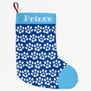 Dog Paw Print Blue Top Christmas Stocking