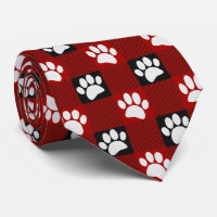 Dog Paw Print Buffalo Plaid In Black and Red