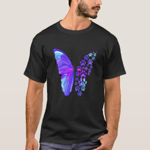 Dog Paw Print Butterfly Pug Mum Dad Dachshund Vet  T-Shirt