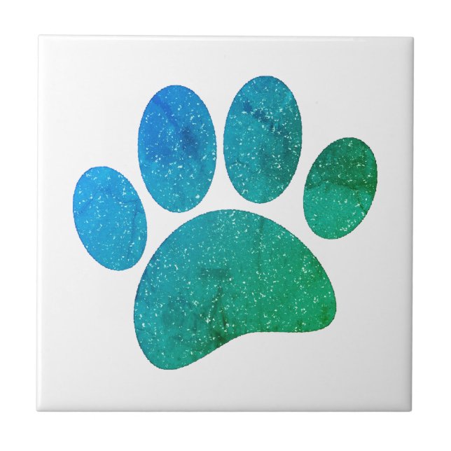 Dog Paw Print Cartoon Old Distressed Paper Print Tile (Front)
