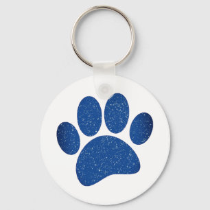 Dog Paw Print Cartoon Old Paper Print Key Ring