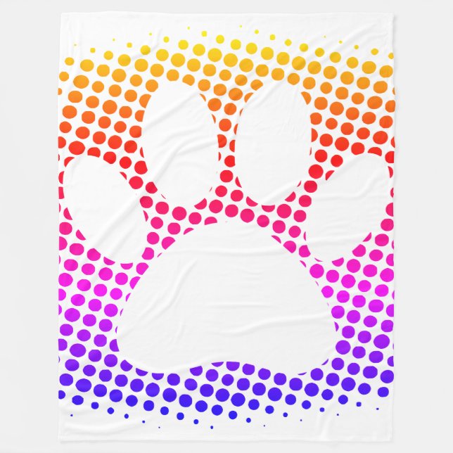 Dog Paw Print Colourful Halftone Background  Fleec Fleece Blanket (Front)