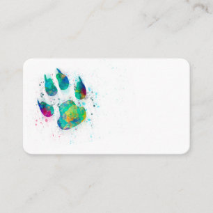 dog paw print colourful watercolor design business card