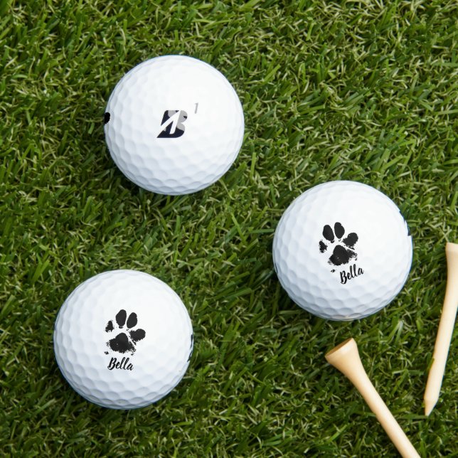 Dog Paw Print Custom Name Signature  Golf Balls (Insitu Grass)