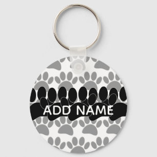 Dog Paw Print Custom Personalized Name Key Ring