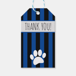 Dog Paw Print Custom Text Black And Blue Gift Tags