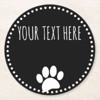 Dog Paw Print Custom Text Black