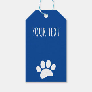 Dog Paw Print Custom Text Blue Gift Tags