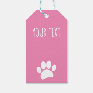 Dog Paw Print Custom Text Pink Gift Tags