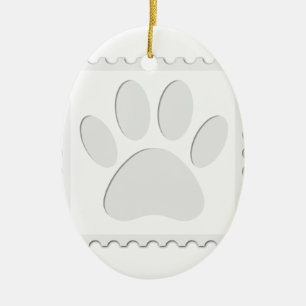 Dog Paw Print Cut Out Ceramic Tree Decoration