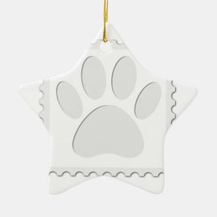 Dog Paw Print Cut Out Ceramic Tree Decoration