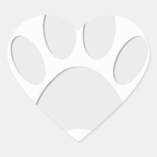 Dog Paw Print Cut Out Heart Sticker