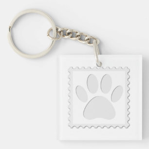 Dog Paw Print Cut Out Key Ring