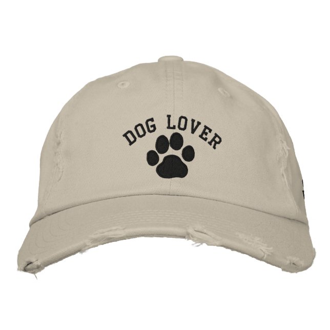 Dog Paw Print | Dog Lover Custom Text Embroidered Hat (Front)