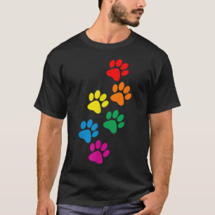 Dog Paw Print Dog Pride Rainbow T-Shirt