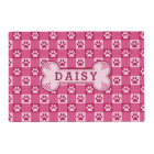Dog Paw Print Gingham Cute Pink Personalised Bone
