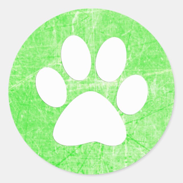 Dog Paw Print Green and White Stickers (Front)