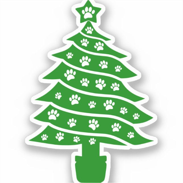 Dog Paw Print Green Christmas Tree (Front)