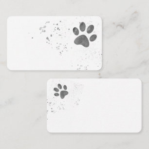 dog paw print grey and white paint splatter business card