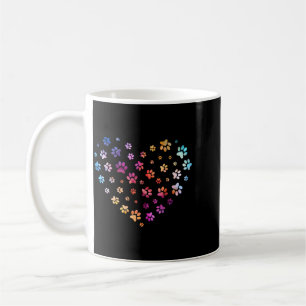 Dog Paw Print Heart Flying Paws Watercolor Rainbow Coffee Mug