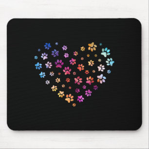 Dog Paw Print Heart Flying Paws Watercolor Rainbow Mouse Mat