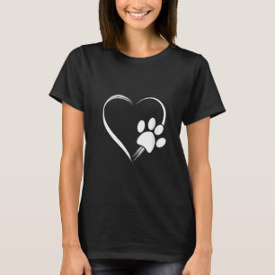 Dog Paw Print Heart For Mum For Dad T-Shirt