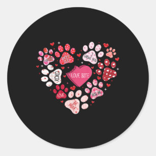 Dog Paw Print Heart Valentines Day Dog Lover Gift Classic Round Sticker