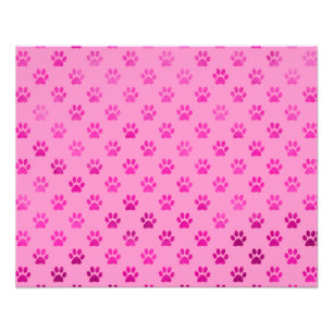 Dog Paw Print “Hot Pink” Pink Background Metallic
