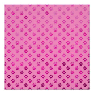 Dog Paw Print “Hot Pink” Pink Background Metallic