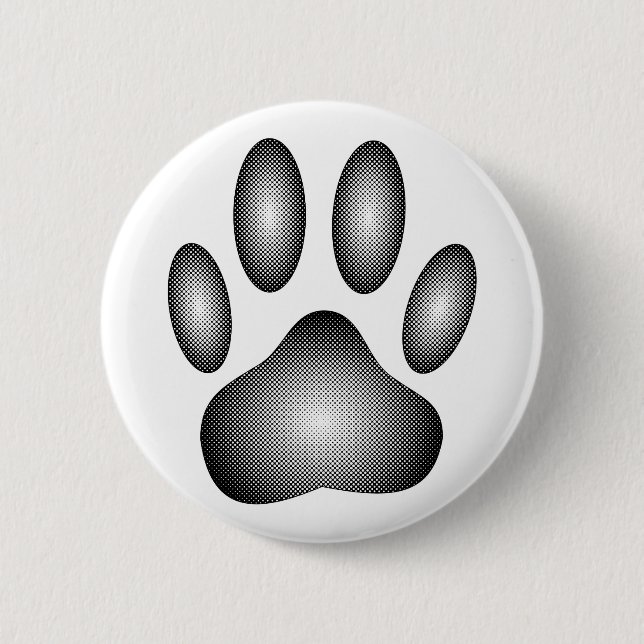 Dog Paw Print In Black and White Gradients 6 Cm Round Badge (Front)