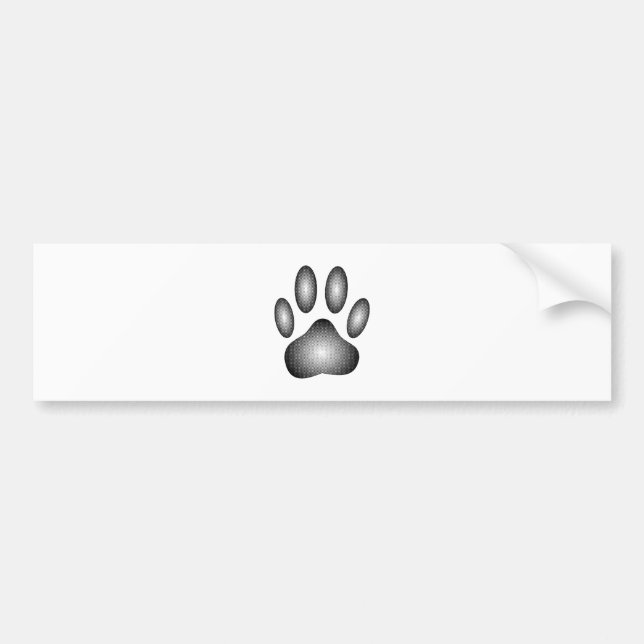 Dog Paw Print In Black and White Gradients Bumper Sticker (Front)
