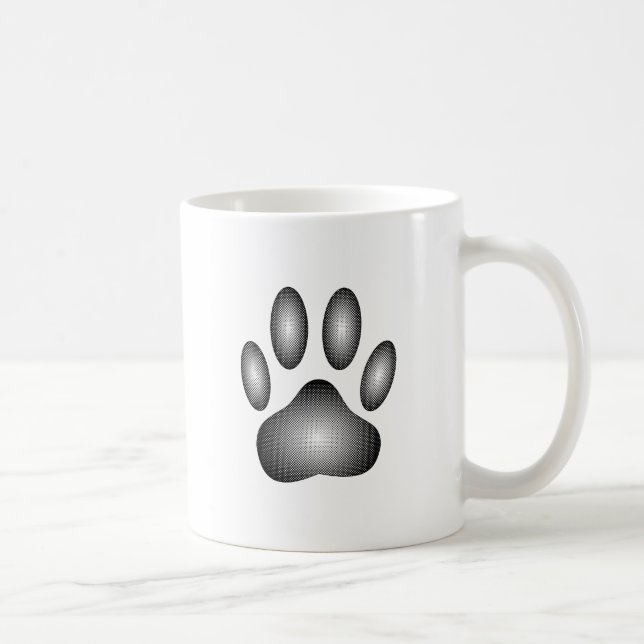 Dog Paw Print In Black and White Gradients Coffee Mug (Right)