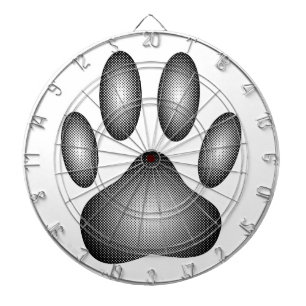 Dog Paw Print In Black and White Gradients Dartboard