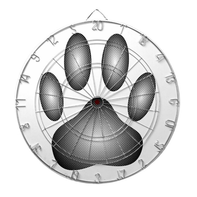 Dog Paw Print In Black and White Gradients Dartboard (Front)