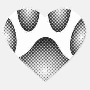 Dog Paw Print In Black and White Gradients Heart Sticker