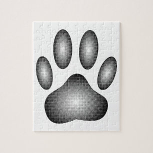 Dog Paw Print In Black and White Gradients Jigsaw Puzzle