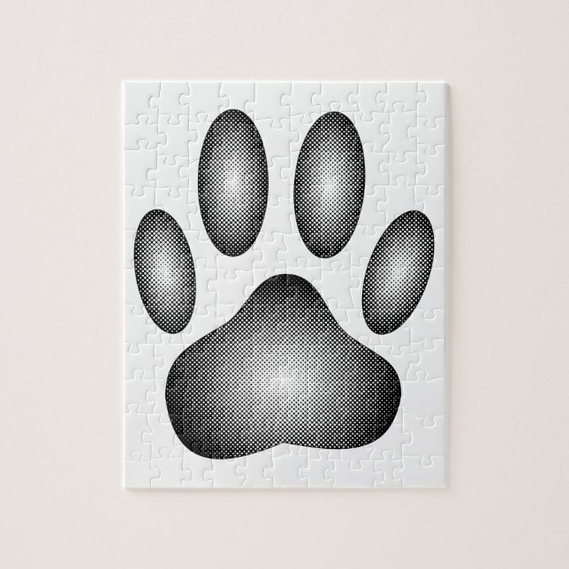 Dog Paw Print In Black and White Gradients Jigsaw Puzzle (Vertical)