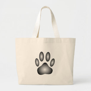 Dog Paw Print In Black and White Gradients Large Tote Bag