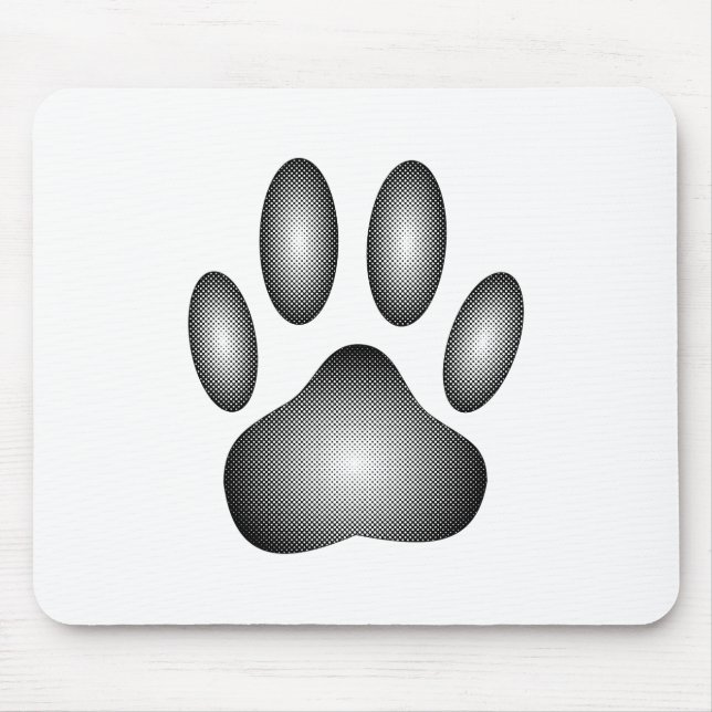 Dog Paw Print In Black and White Gradients Mouse Mat (Front)