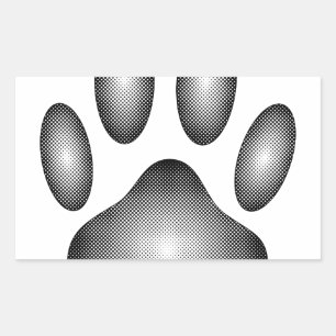 Dog Paw Print In Black and White Gradients Rectangular Sticker