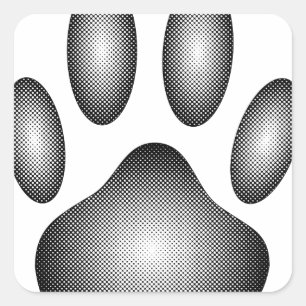 Dog Paw Print In Black and White Gradients Square Sticker