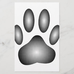 Dog Paw Print In Black and White Gradients Stationery