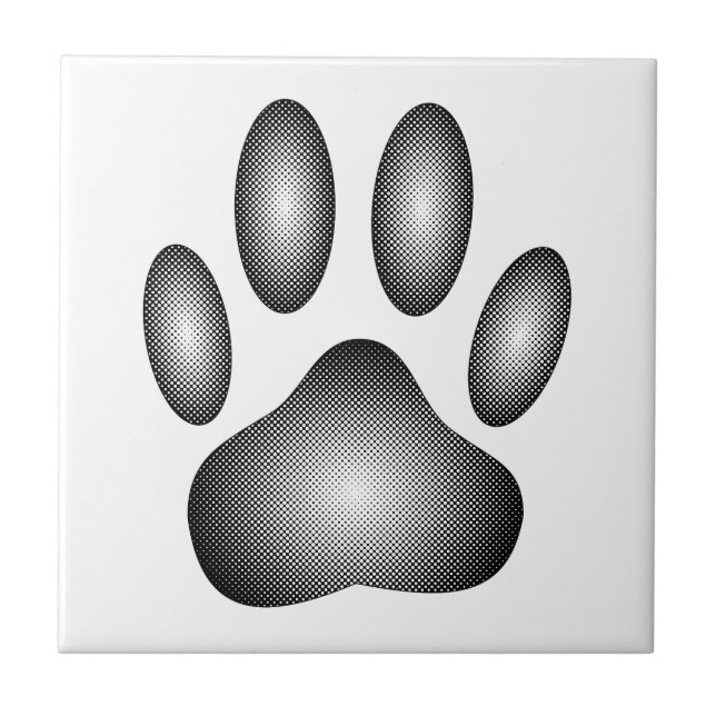 Dog Paw Print In Black and White Gradients Tile (Front)
